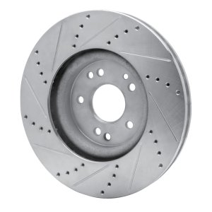 Mercedes-Benz E500 Brake Rotor (1) - Right Front - R1 Concepts - Drilled & Slotted - Silver - `94-`02